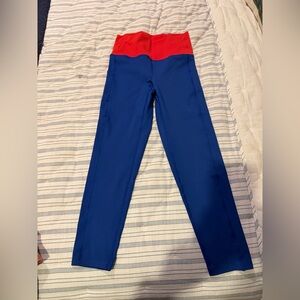 Color Block Red and Blue Leggings